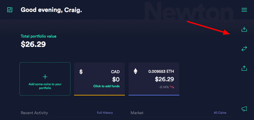 Newton crypto desktop dashboard