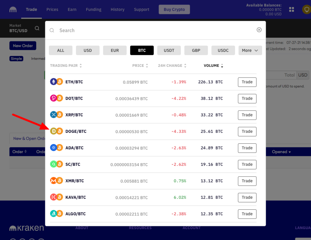 Buy dogecoin with bitcoin kraken