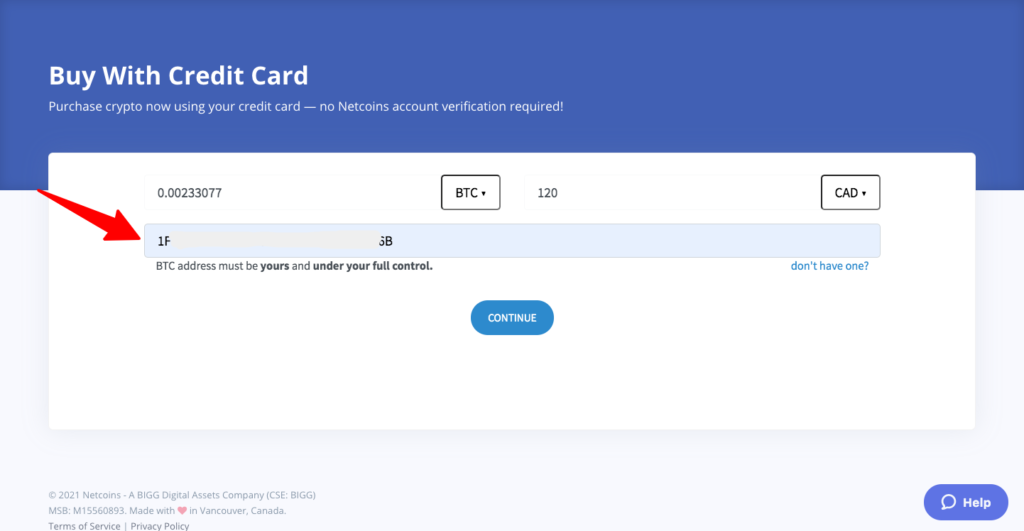 Enter Crypto Address