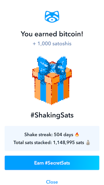 Shakepay ShakingSats