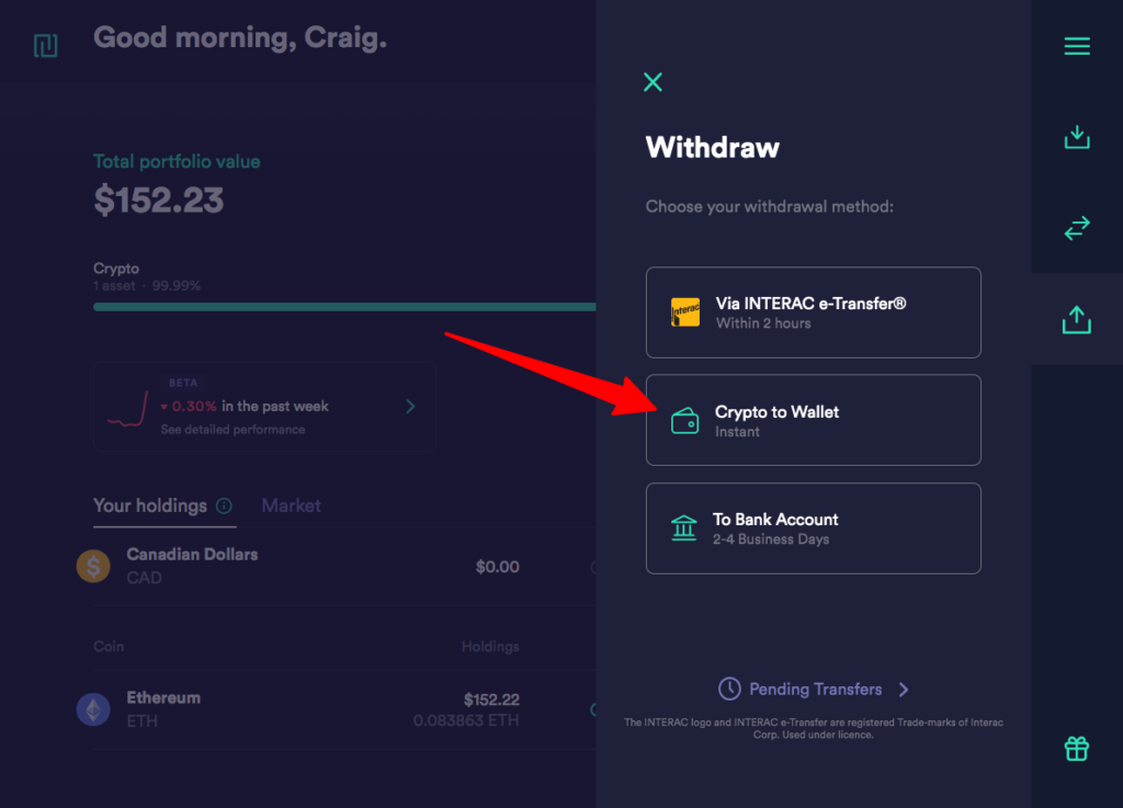 send to crypto wallet