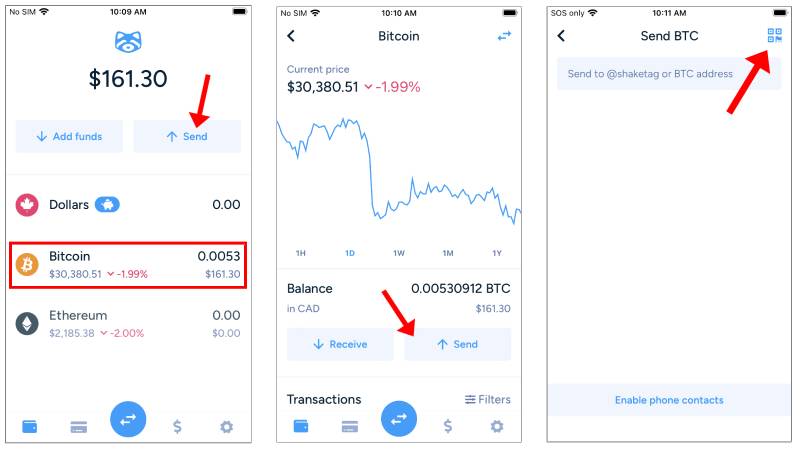 Send Bitcoin From Shakepay
