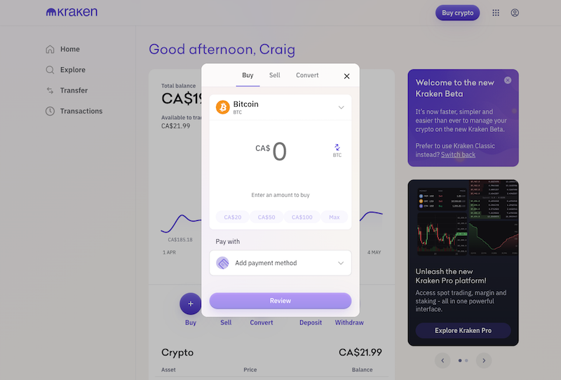 Kraken Beta Dashboard 
